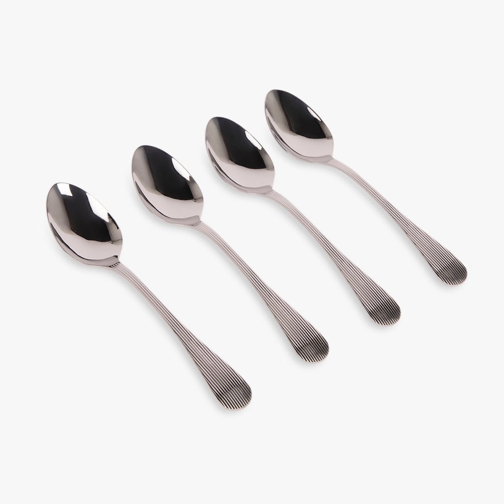 Conjunto 4 Colheres de Sobremesa Aço Inox Prateado GROOVY - Gato Preto