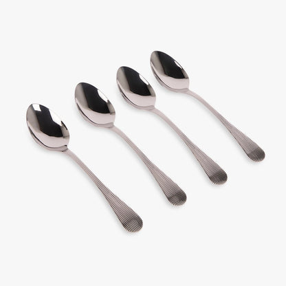 Conjunto 4 Colheres de Sobremesa Aço Inox Prateado GROOVY - Gato Preto