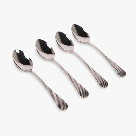Conjunto 4 Colheres de Sobremesa Aço Inox Prateado GROOVY - Gato Preto