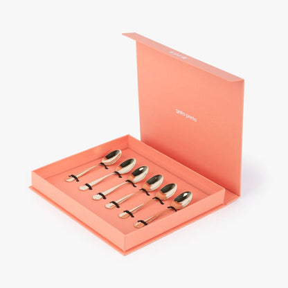 Conjunto 6 Colheres de Café em Aço Inox Dourado MARIE - Gato Preto