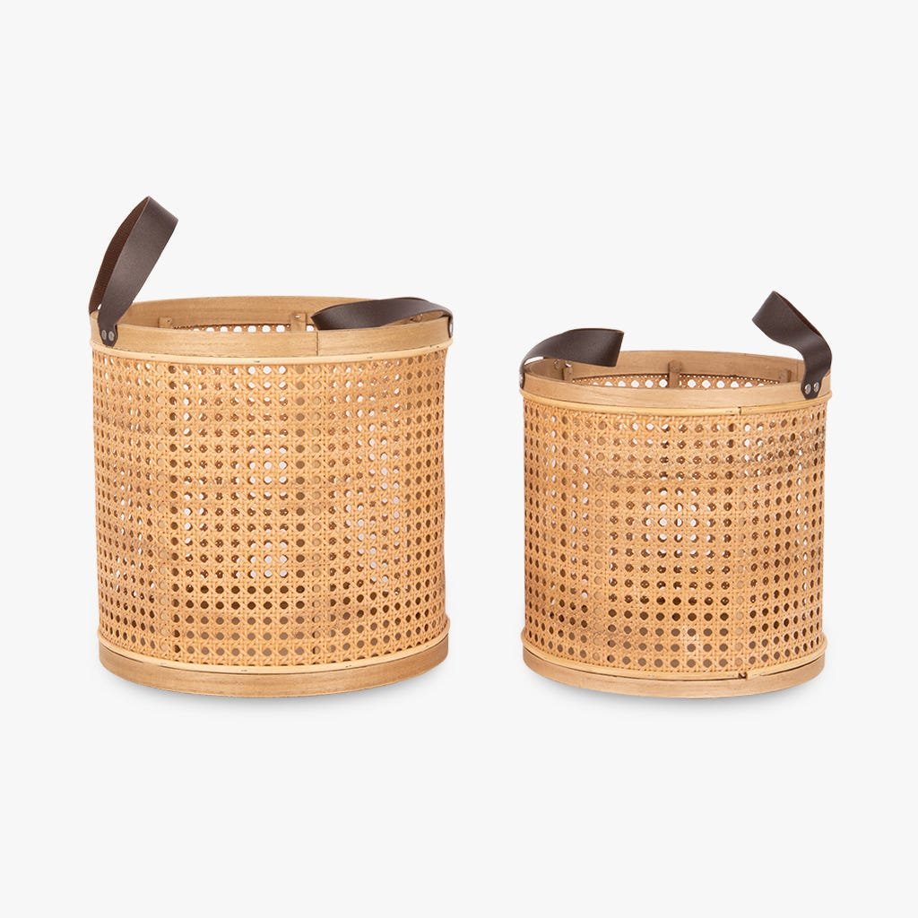 Conjunto com Dois Cestos Rattan Natural SUBLIME - Gato Preto