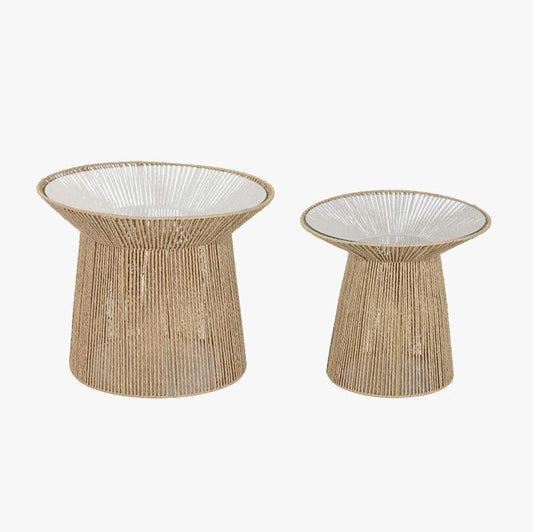 Conjunto de 2 Mesas de Apoio com Tampo de Vidro VEREDA - Gato Preto