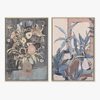 Conjunto de 2 Quadros Botanico Exotico 2A - Gato Preto