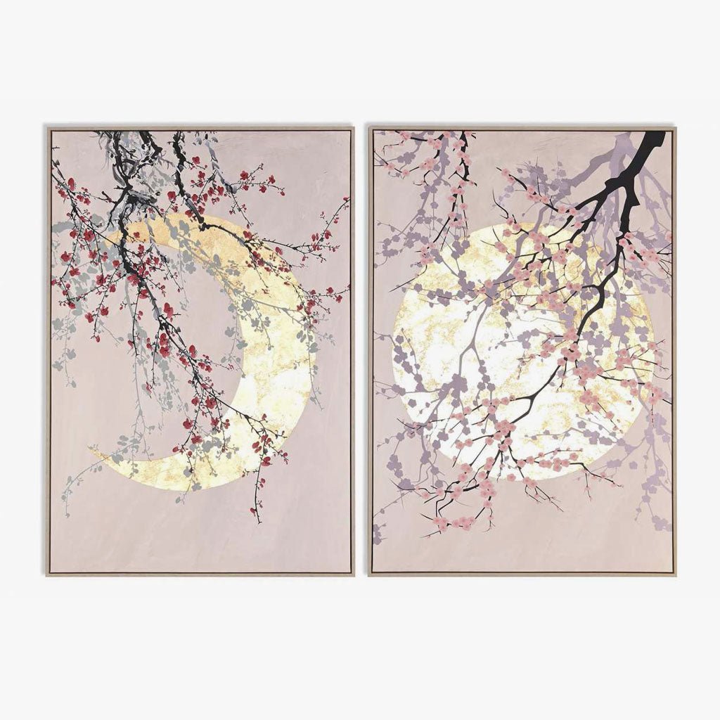 Conjunto de 2 Quadros Cerejeira 2A - Gato Preto