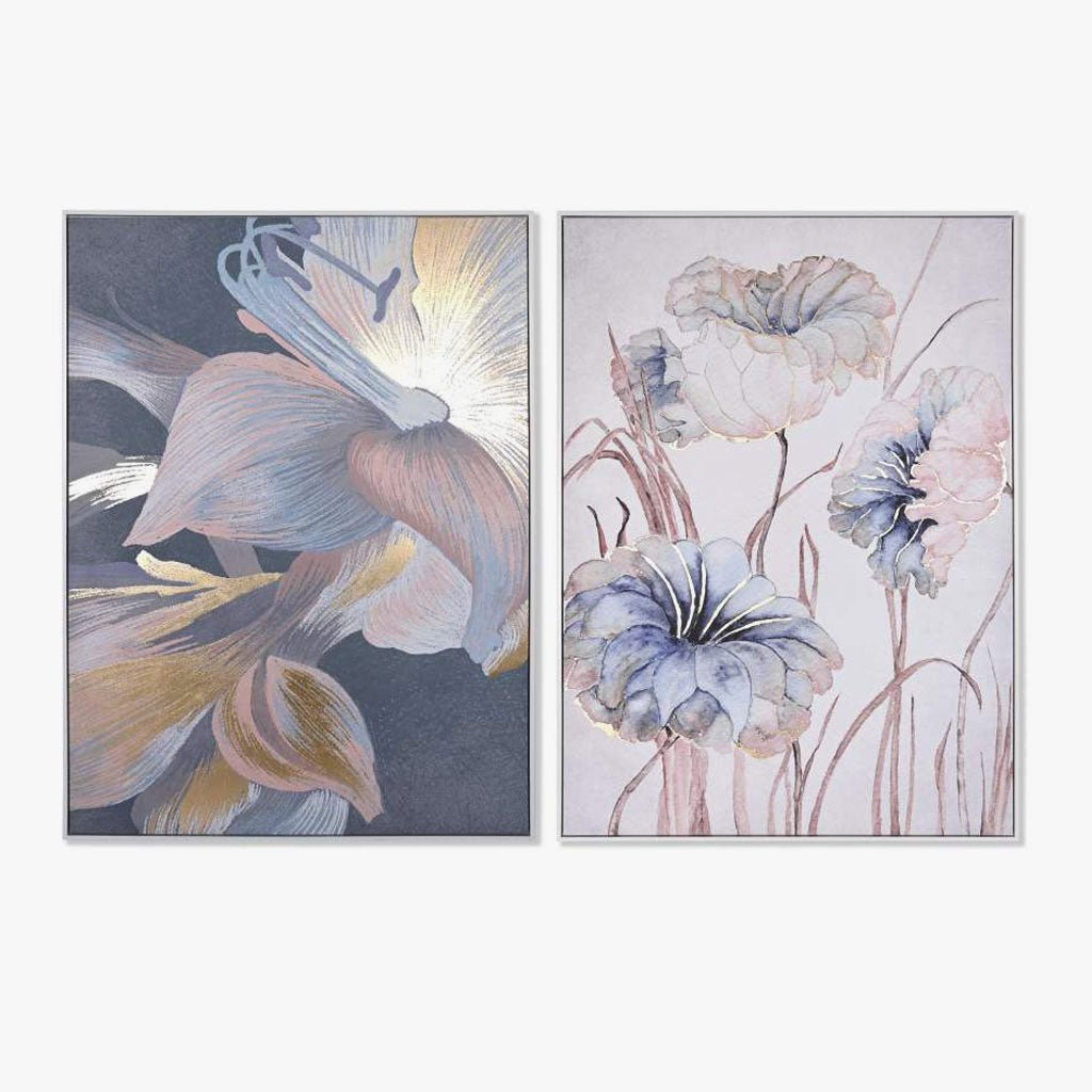 Conjunto de 2 Quadros Flores Artisticas 2A - Gato Preto