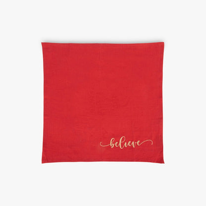 Conjunto de 4 guardanapos Linho Vermelho CRAFT - Gato Preto