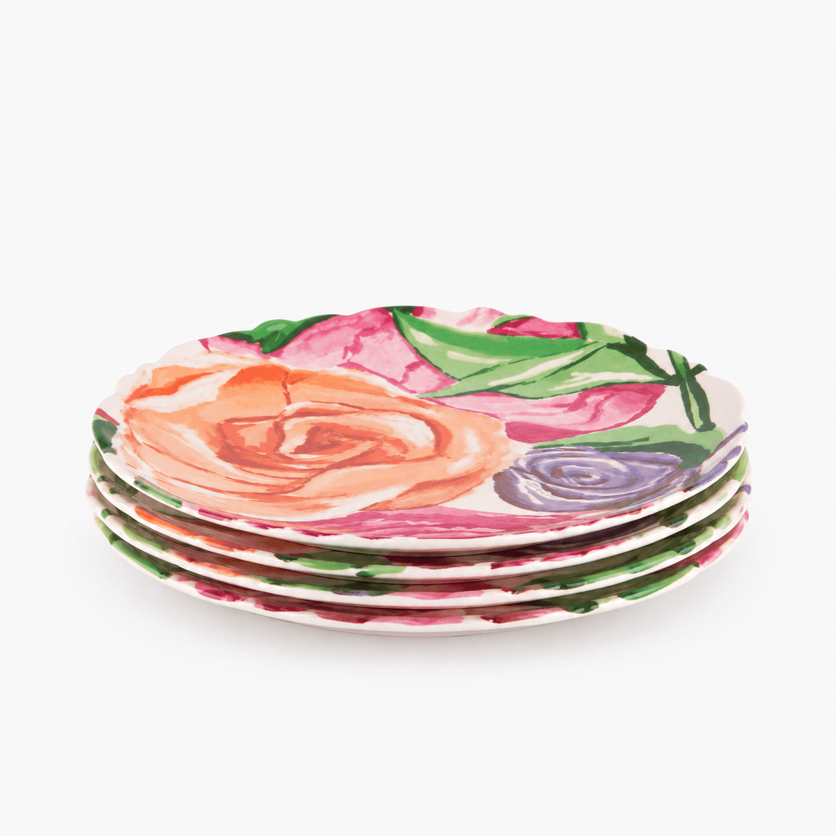 Conjunto de 4 pratos de sobremesa Orange Rose MARIE - Gato Preto