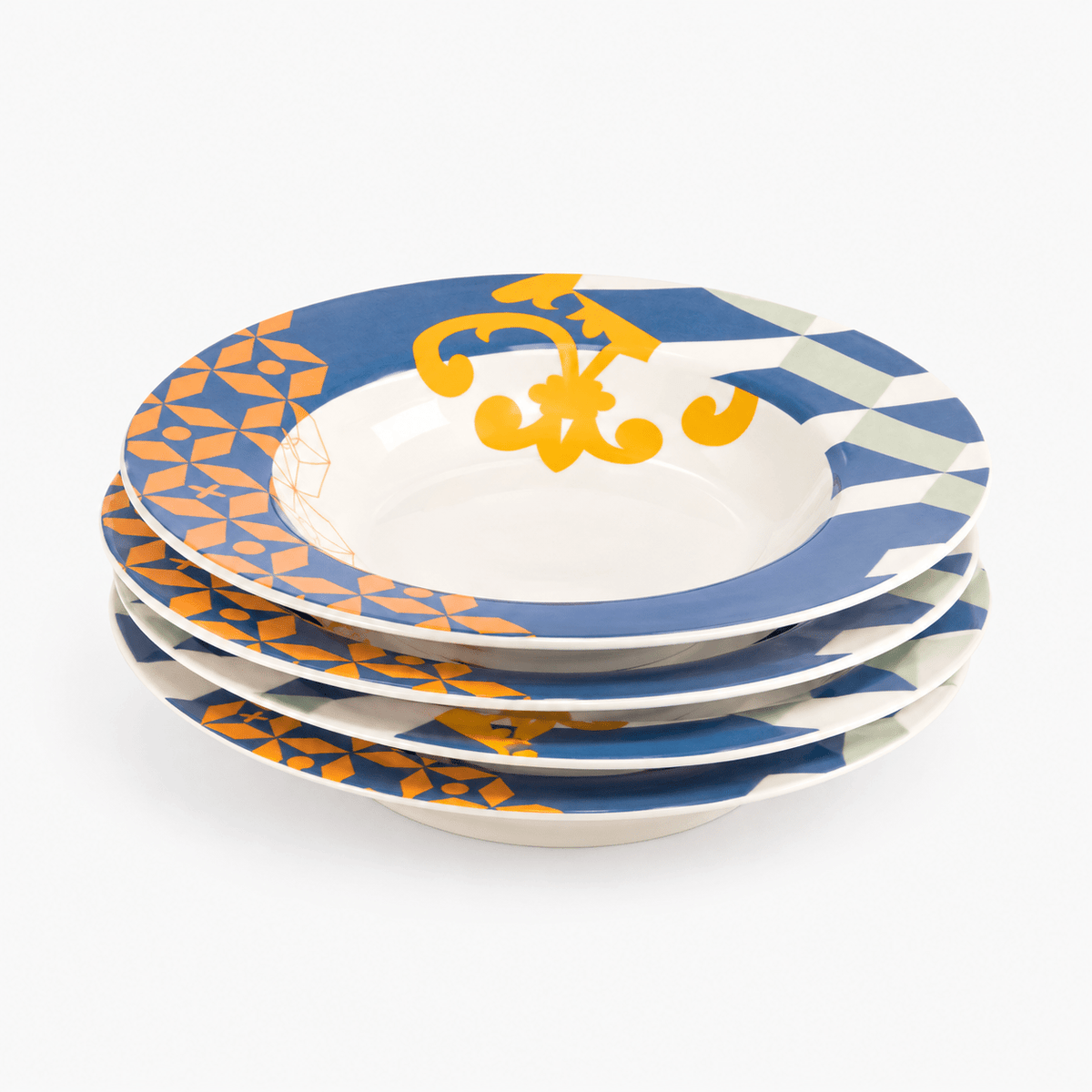 Conjunto de 4 pratos de sopa AZULEJO - Gato Preto