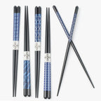 Conjunto de 5 Pauzinhos Azul e Preto CHOPSTICKS - Gato Preto