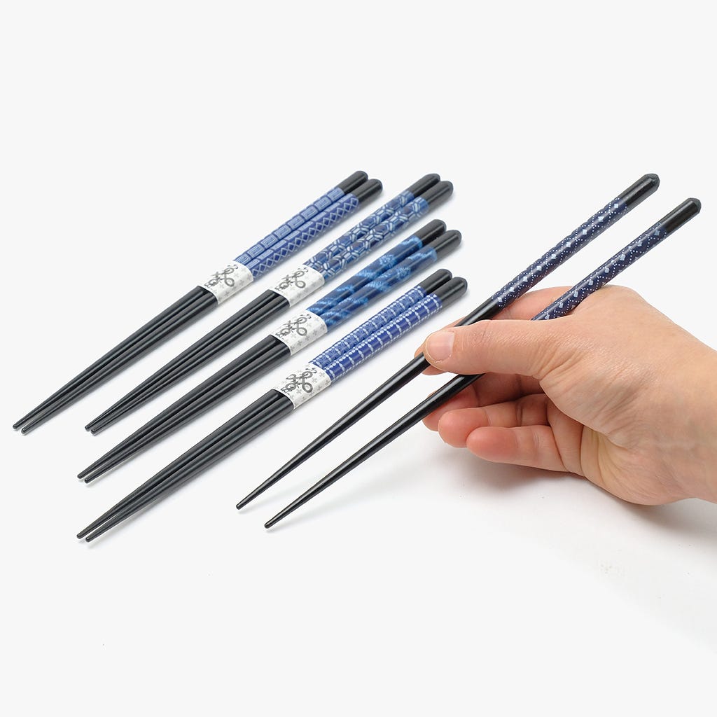 Conjunto de 5 Pauzinhos Azul e Preto CHOPSTICKS - Gato Preto