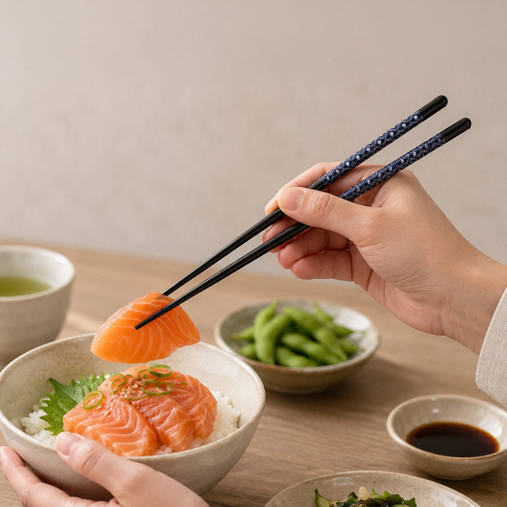 Conjunto de 5 Pauzinhos Azul e Preto CHOPSTICKS - Gato Preto