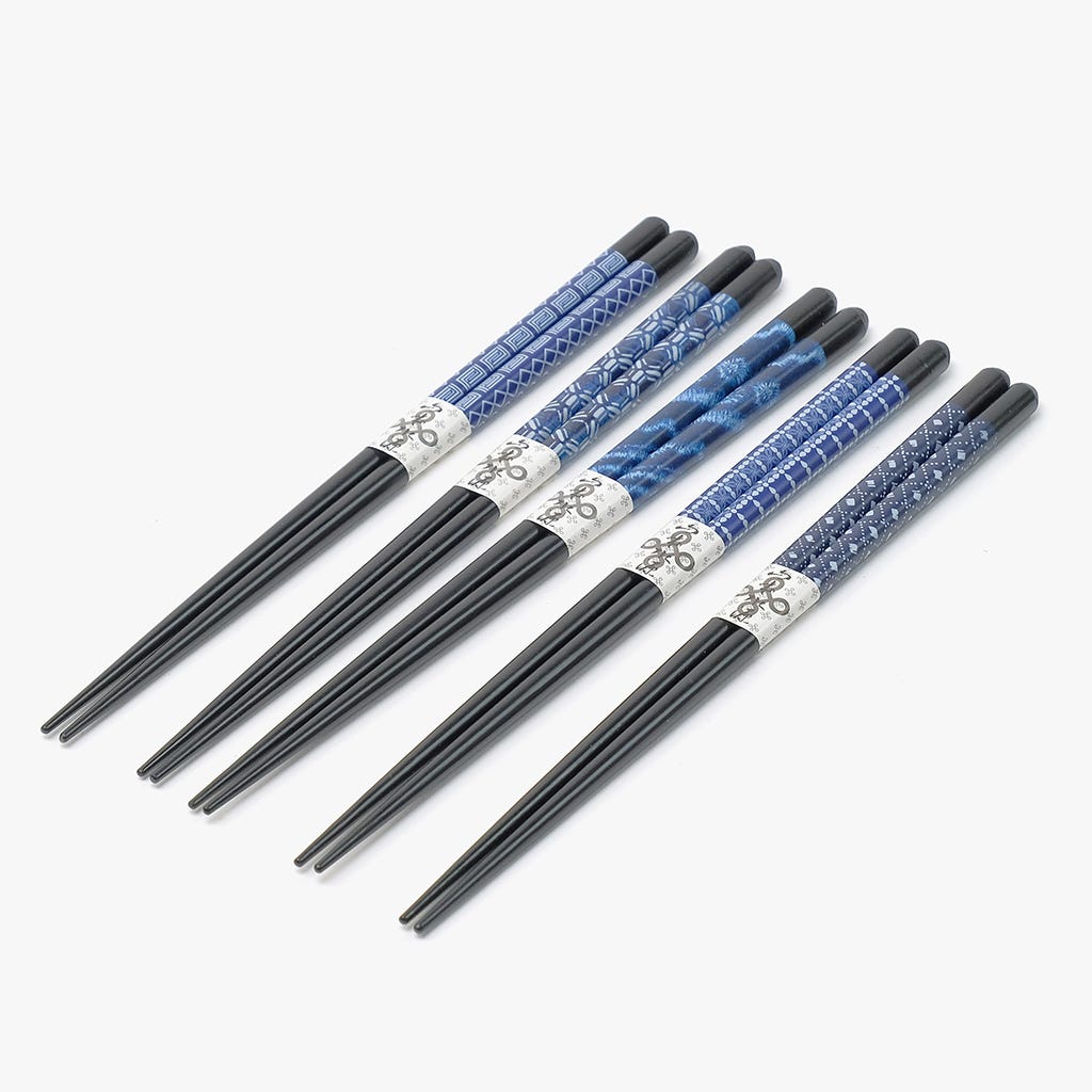 Conjunto de 5 Pauzinhos Azul e Preto CHOPSTICKS - Gato Preto