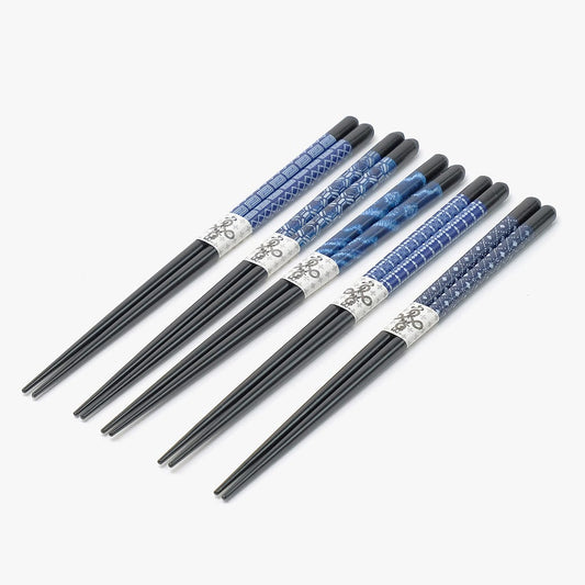 Conjunto de 5 Pauzinhos Azul e Preto CHOPSTICKS - Gato Preto