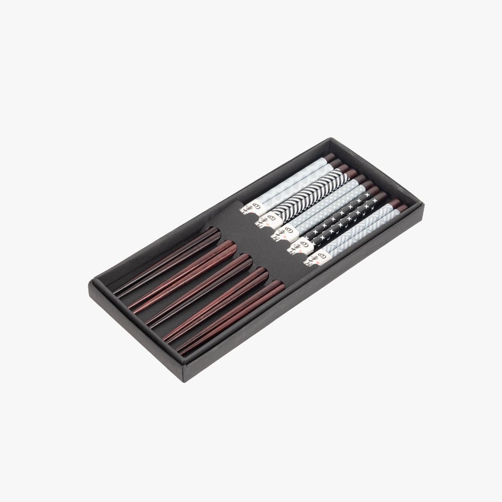 Conjunto de 5 Pauzinhos Padrões Preto CHOPSTICKS - Gato Preto