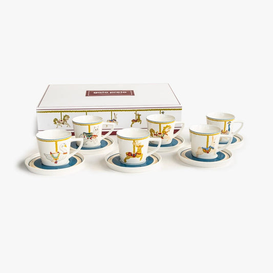 Conjunto de 6 Chávenas de Café CARROSSEL - Gato Preto