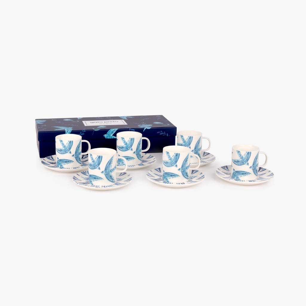 Conjunto de 6 Chávenas de Chá BLUE BIRD - Gato Preto