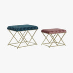 Conjunto de Banquetas Aveludadas Verde e Rosa VERSAILLES - Gato Preto