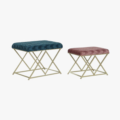 Conjunto de Banquetas Aveludadas Verde e Rosa VERSAILLES - Gato Preto