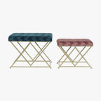 Conjunto de Banquetas Aveludadas Verde e Rosa VERSAILLES - Gato Preto
