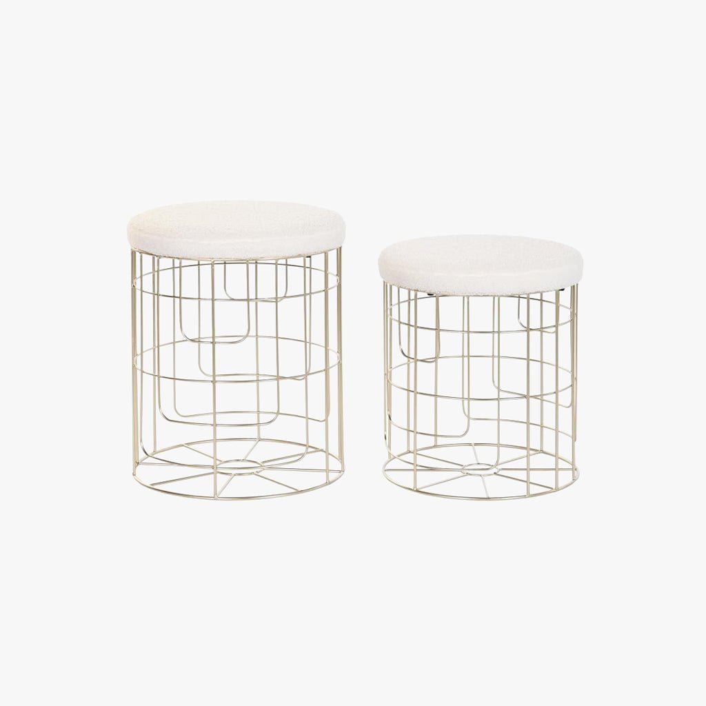 Conjunto de Dois Bancos Dourados com Arrumação e Tampa Bouclé SERENA - Gato Preto