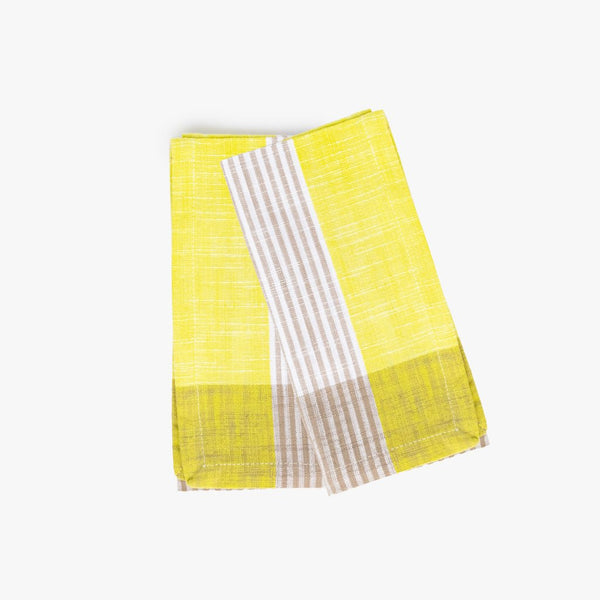 Conjunto de dois Guardanapos de Algodão Riscas Amarelo e Bege 45x45 KERALA - Gato Preto