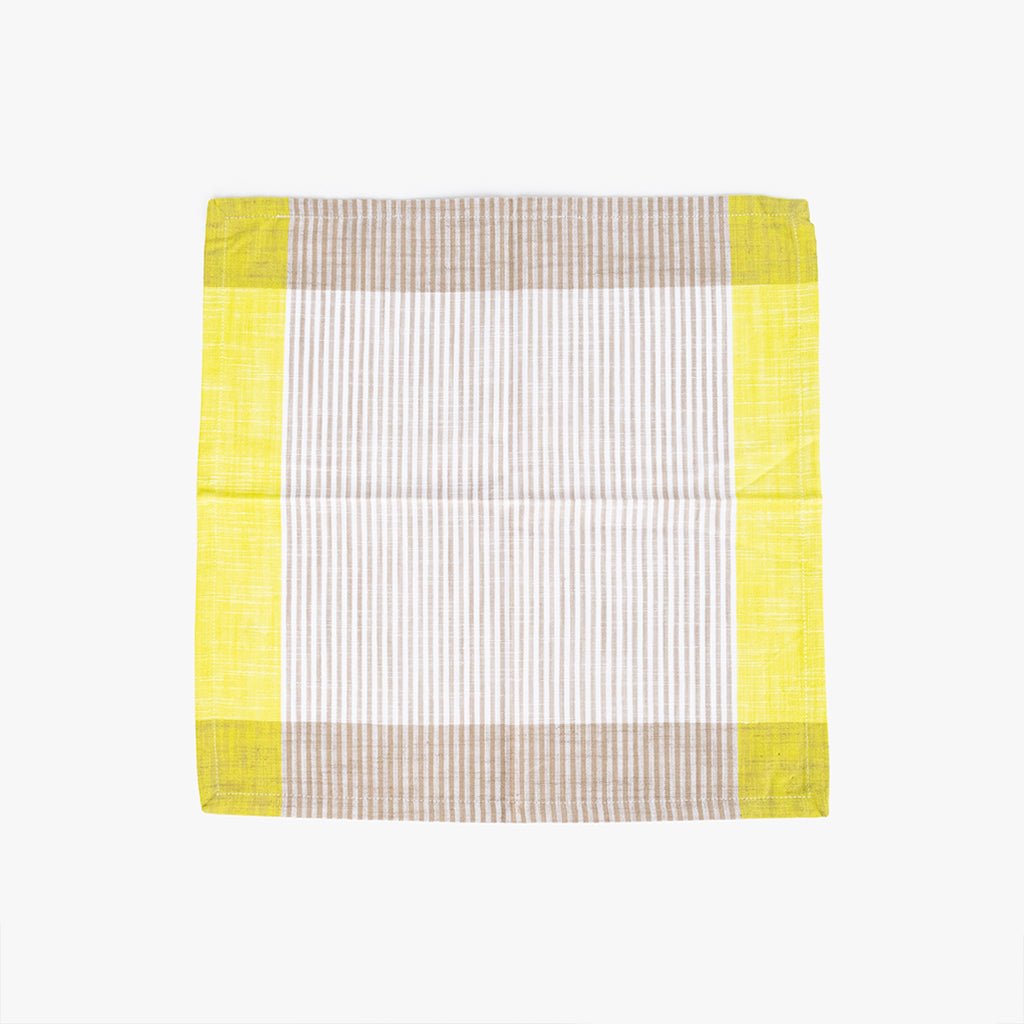 Conjunto de dois Guardanapos de Algodão Riscas Amarelo e Bege 45x45 KERALA - Gato Preto