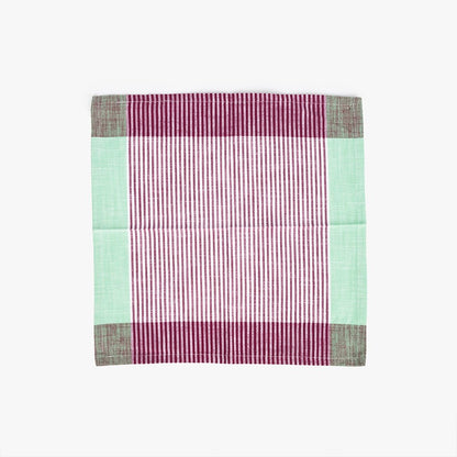 Conjunto de dois Guardanapos de Algosão Riscas Violeta e Verde 45x45 KERALA - Gato Preto