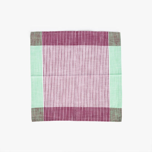 Conjunto de dois Guardanapos de Algosão Riscas Violeta e Verde 45x45 KERALA - Gato Preto