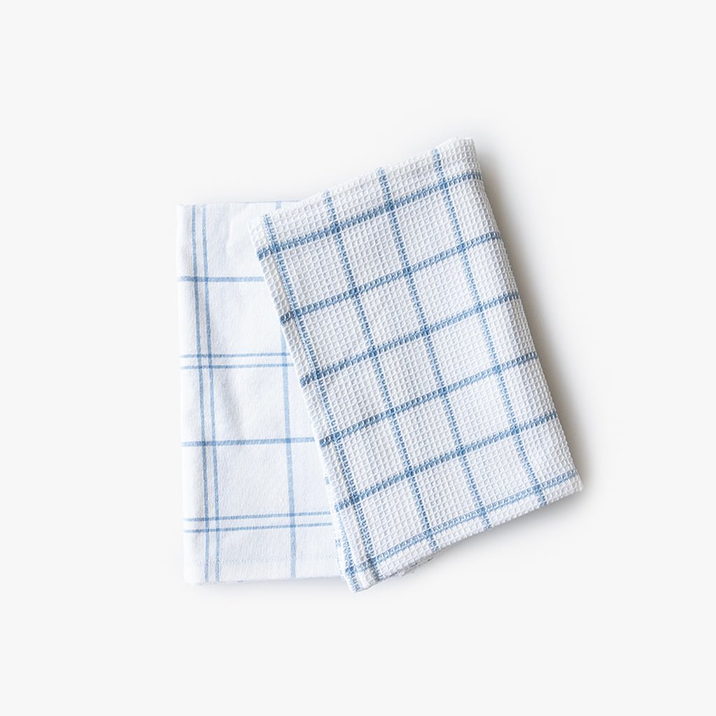 Conjunto de dois panos de Cozinha Xadrez Azul e Branco EVERYDAY - Gato Preto