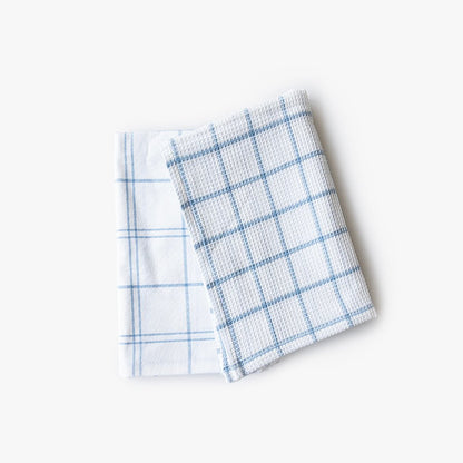 Conjunto de dois panos de Cozinha Xadrez Azul e Branco EVERYDAY - Gato Preto