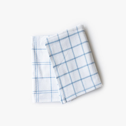 Conjunto de dois panos de Cozinha Xadrez Azul e Branco EVERYDAY - Gato Preto