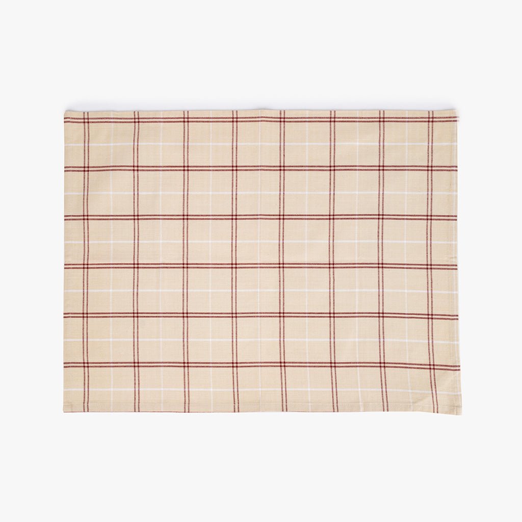 Conjunto de dois panos de Cozinha Xadrez Bege, Bordeaux e Branco CHECKS - Gato Preto