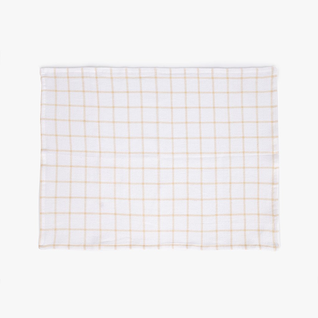 Conjunto de dois panos de Cozinha Xadrez Bege e Branco EVERYDAY - Gato Preto