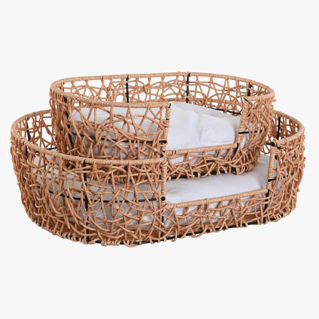 Conjunto de Duas Camas de Animal Rattan Oval 50x35x14 PAWRENTS - Gato Preto