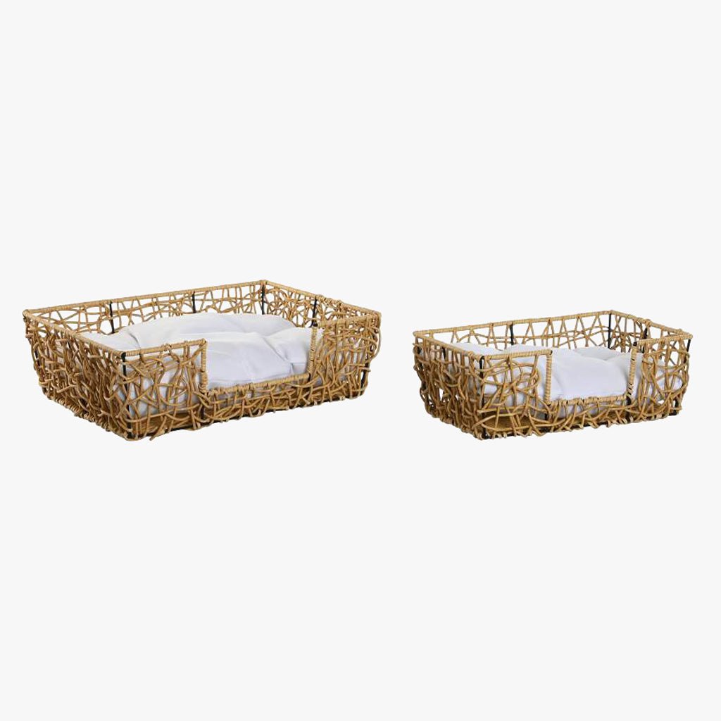Conjunto de Duas Camas de Animal Rattan Reta 50x35x14 PAWRENTS - Gato Preto