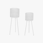 Conjunto de duas floreiras em metal branco REVIVAL - Gato Preto