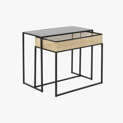 Conjunto de Duas Mesas Ferro e Ratan VEREDA - Gato Preto