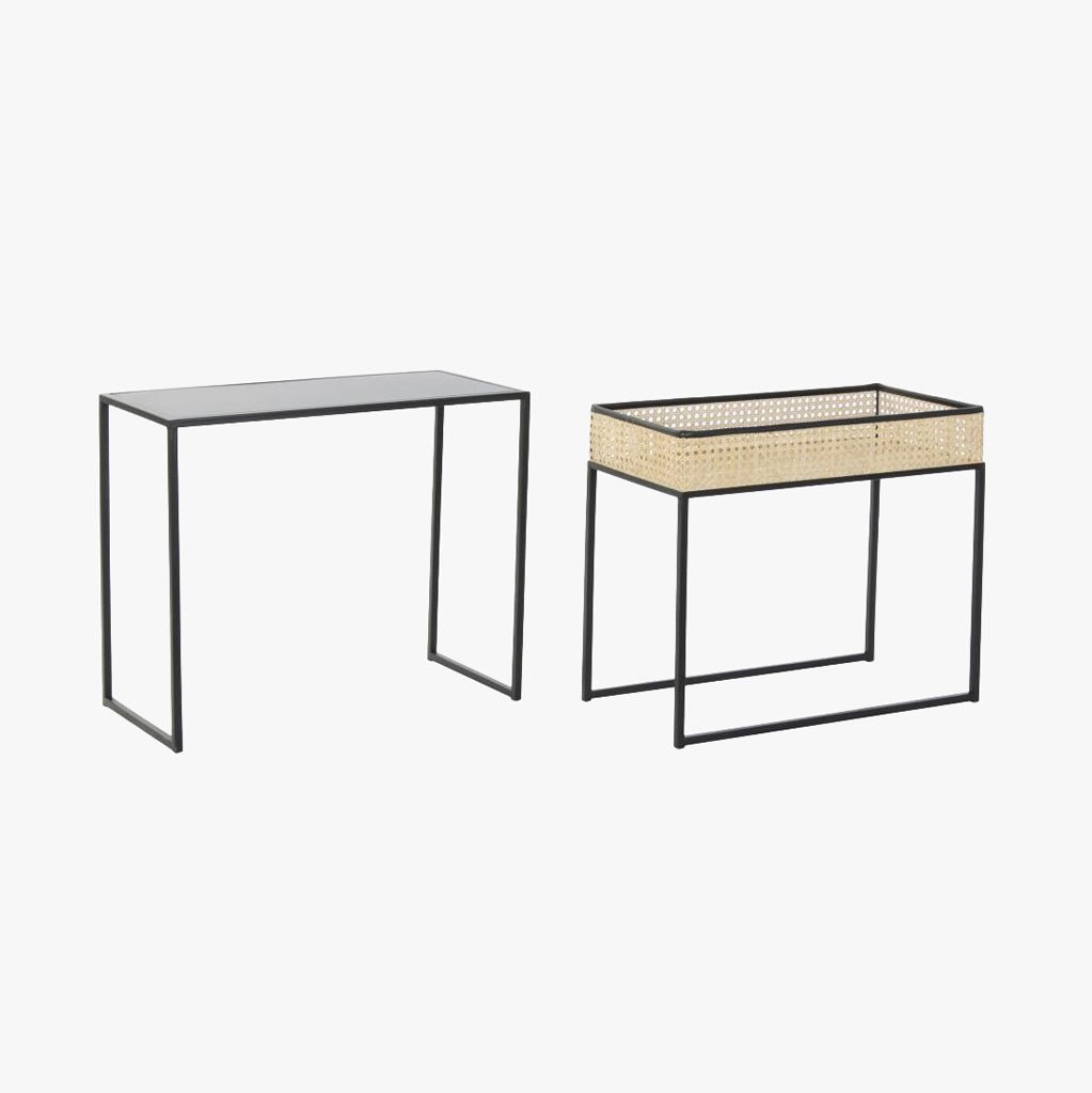 Conjunto de Duas Mesas Ferro e Ratan VEREDA - Gato Preto