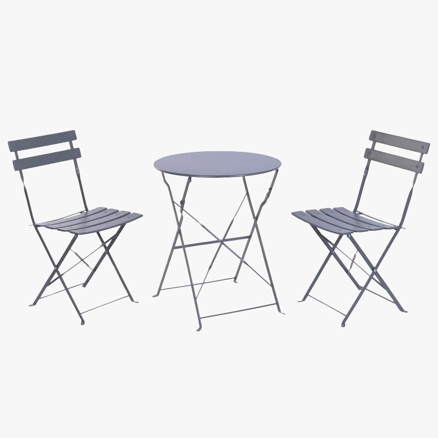 Conjunto de Mesa e Duas Cadeiras Cinza COLORFUL - Gato Preto