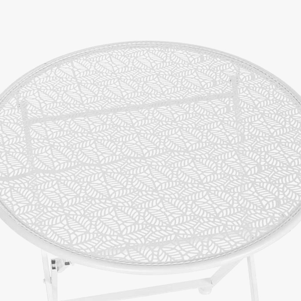 Conjunto de mesa e duas cadeiras em metal com folhas branco REVIVAL - Gato Preto