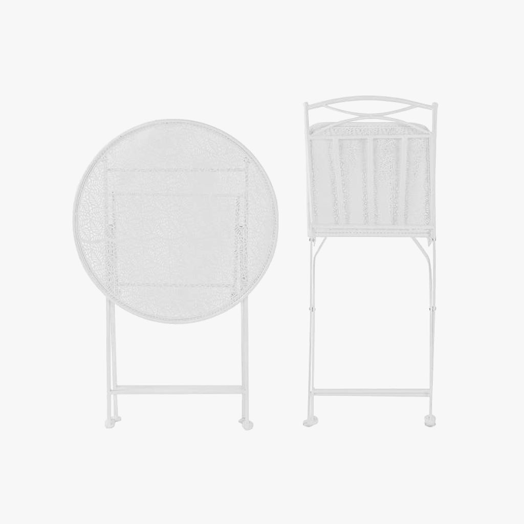 Conjunto de mesa e duas cadeiras em metal com folhas branco REVIVAL - Gato Preto