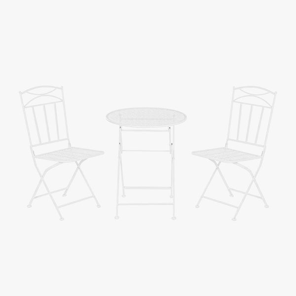 Conjunto de mesa e duas cadeiras em metal com folhas branco REVIVAL - Gato Preto