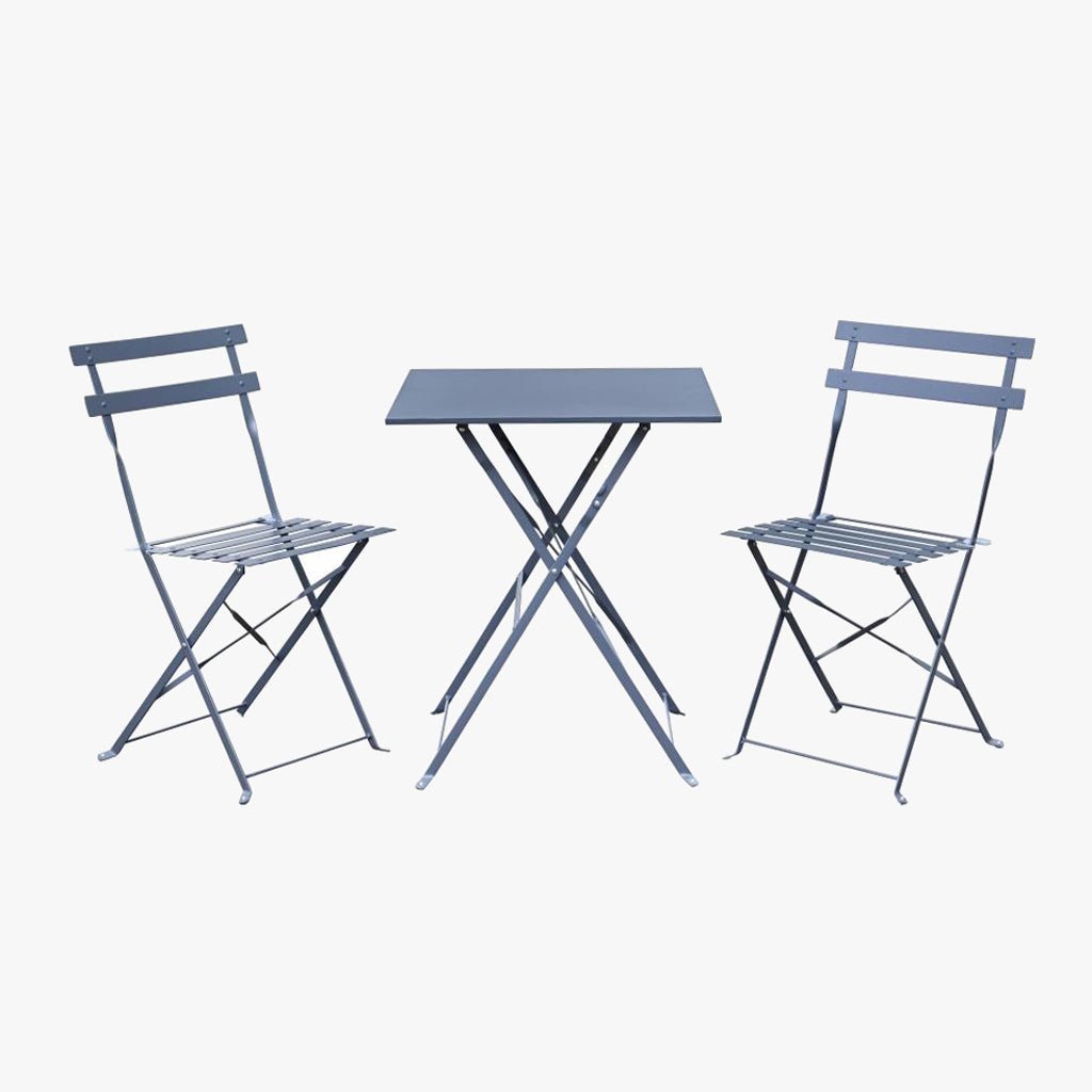 Conjunto Mesa e 2 Cadeiras Metal Cinza Exterior - Gato Preto