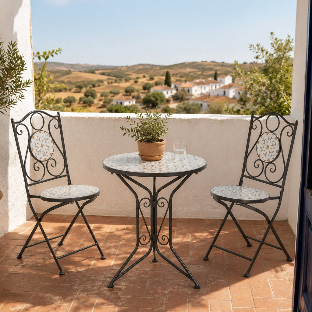 Conjunto de Mesa e Duas Cadeiras Mosaico Flores BLOSSOM - Gato Preto