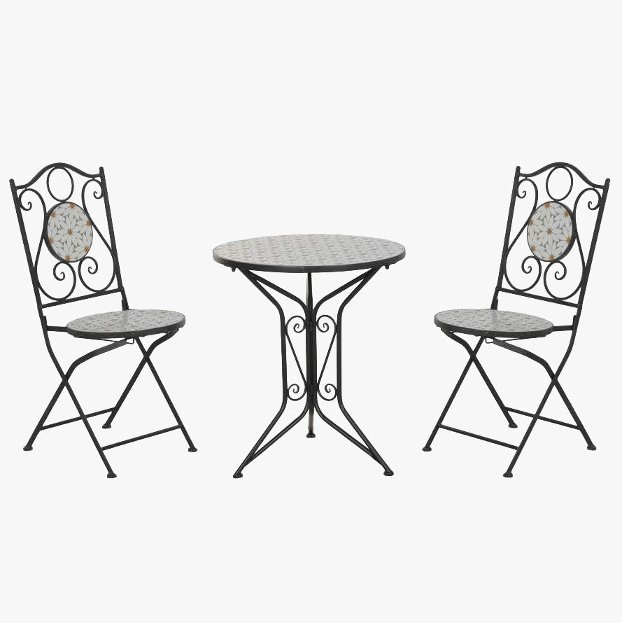 Conjunto de Mesa e Duas Cadeiras Mosaico Flores BLOSSOM - Gato Preto
