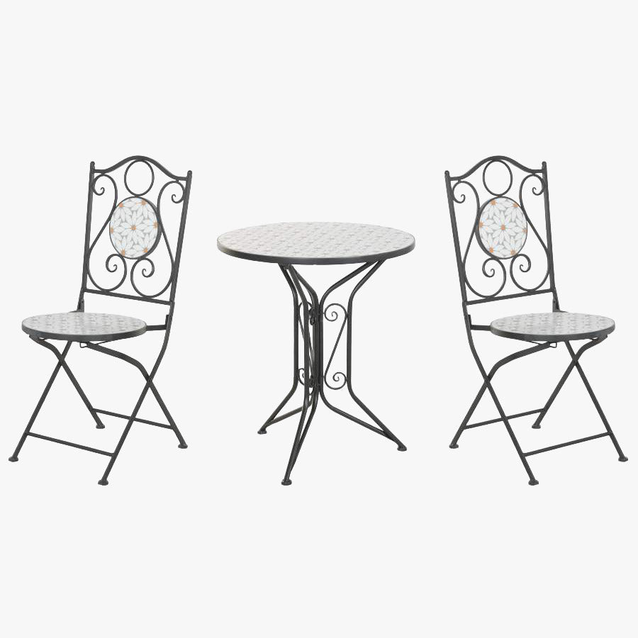 Conjunto de Mesa e Duas Cadeiras Mosaico Flores BLOSSOM - Gato Preto