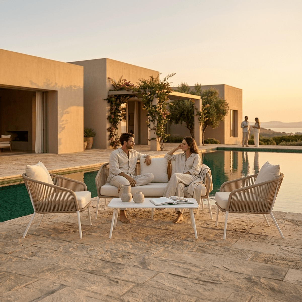 Conjunto de Sofá de Exterior 4 Peças SIESTA | 152×72×70 cm - Gato Preto