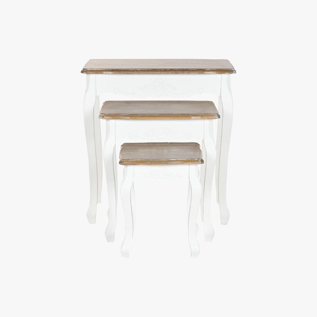 Conjunto de Três Mesas de Apoio Brancas 60X40X61 VERSAILLES - Gato Preto