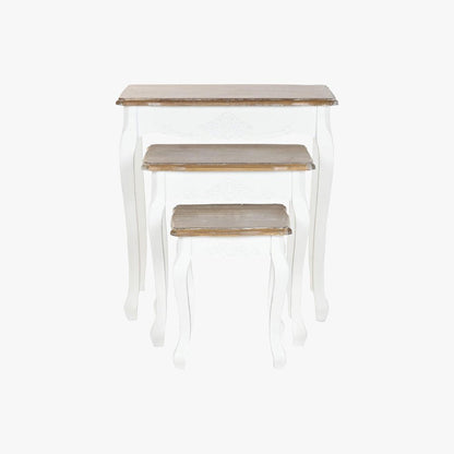 Conjunto de Três Mesas de Apoio Brancas 60X40X61 VERSAILLES - Gato Preto