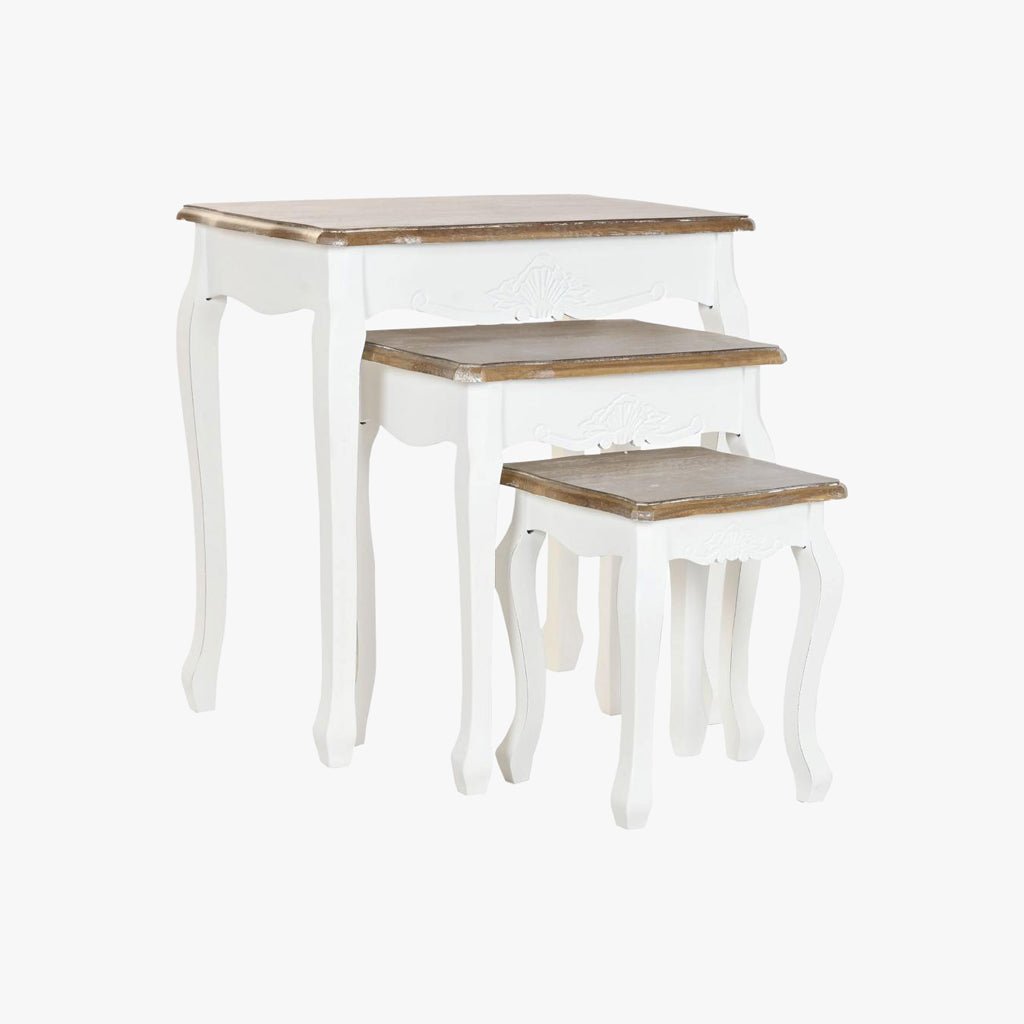 Conjunto de Três Mesas de Apoio Brancas 60X40X61 VERSAILLES - Gato Preto